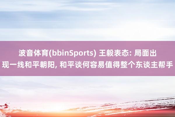 波音体育(bbinSports) 王毅表态: 局面出现一线和平朝阳， 和平谈何容易值得整个东谈主帮手