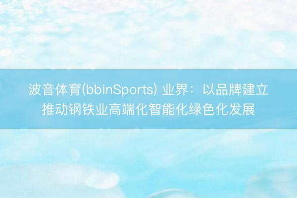 波音体育(bbinSports) 业界：以品牌建立推动钢铁业高端化智能化绿色化发展