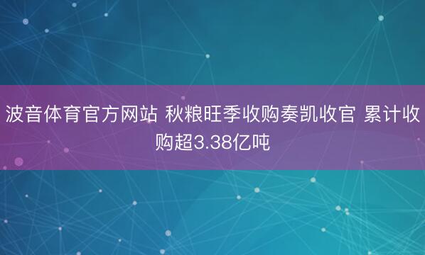 波音体育官方网站 秋粮旺季收购奏凯收官 累计收购超3.38亿吨