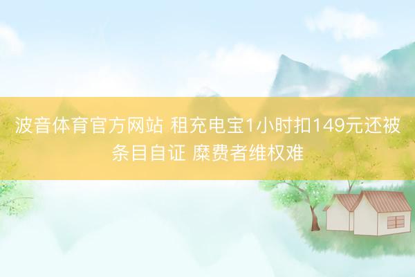 波音体育官方网站 租充电宝1小时扣149元还被条目自证 糜费者维权难
