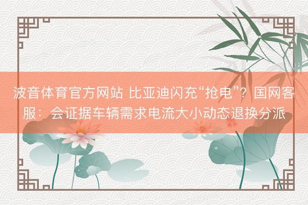 波音体育官方网站 比亚迪闪充“抢电”？国网客服：会证据车辆需求电流大小动态退换分派