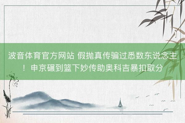 波音体育官方网站 假抛真传骗过悉数东说念主！申京碾到篮下妙传助奥科吉暴扣取分
