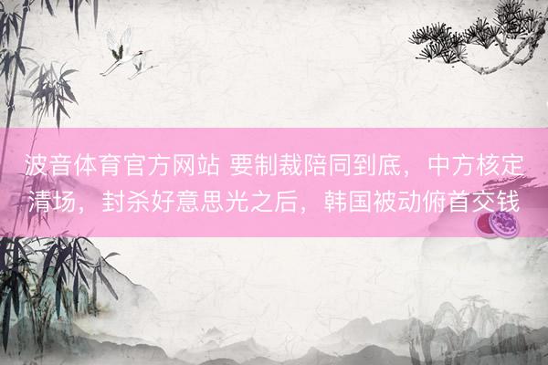 波音体育官方网站 要制裁陪同到底,中方核定清场,封杀好意思光之后,韩国被动俯首交钱