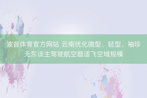波音体育官方网站 云南优化微型、轻型、袖珍无东谈主驾驶航空器适飞空域规模