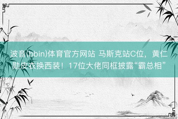 波音(bbin)体育官方网站 马斯克站C位，黄仁勋皮衣换西装！17位大佬同框披露“霸总相”