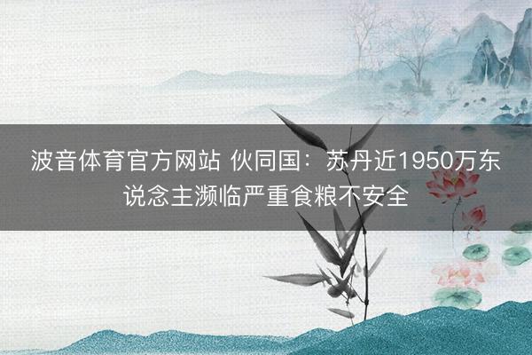波音体育官方网站 伙同国：苏丹近1950万东说念主濒临严重食粮不安全