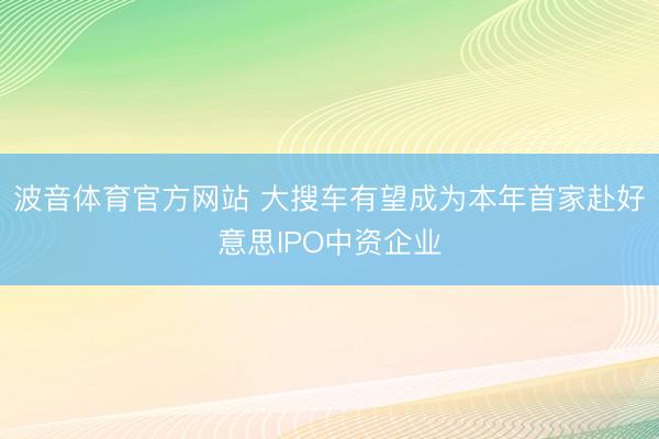 波音体育官方网站 大搜车有望成为本年首家赴好意思IPO中资企业