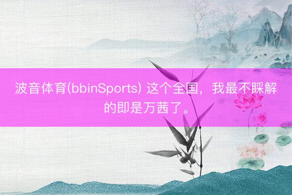 波音体育(bbinSports) 这个全国，我最不睬解的即是万茜了。