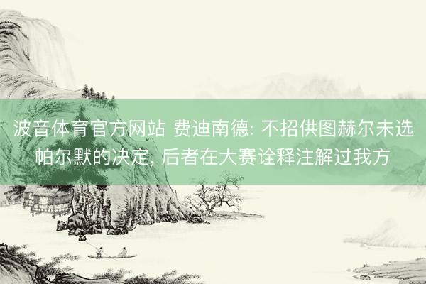 波音体育官方网站 费迪南德: 不招供图赫尔未选帕尔默的决定， 后者在大赛诠释注解过我方