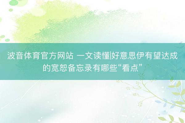 波音体育官方网站 一文读懂|好意思伊有望达成的宽恕备忘录有哪些“看点”
