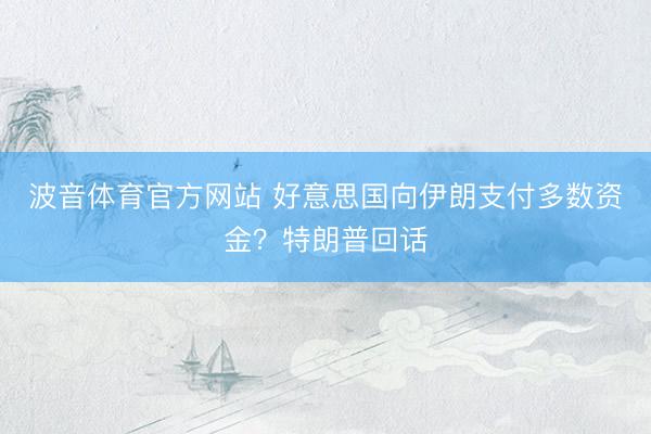 波音体育官方网站 好意思国向伊朗支付多数资金?特朗普回话